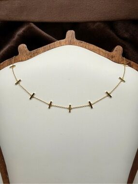Argento Vivo 925 Sterling Silver Gold Vermeil Dainty Cross Bar Station Necklace